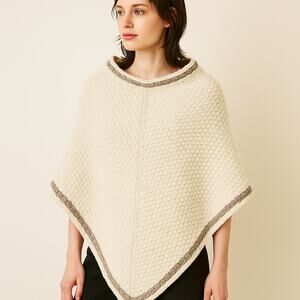 Erica Tanov Wool Knit Poncho Cape OS
